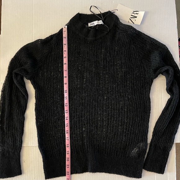 NWT Zara Black Open Knit Sweater - Picture 13 of 15